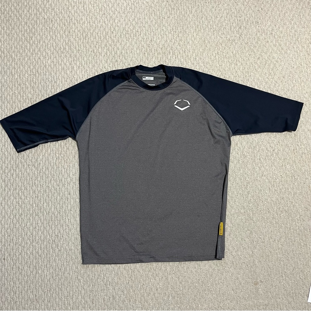 EvoShield Gray Navy Raglan Performance 3/4 Sleeve Workout Baseball Shirt Men’s M
